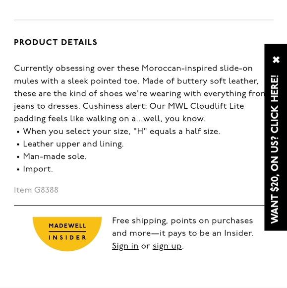 MADEWELL The Gemma Mule in Leather Size 8.5 - Picture 6 of 15